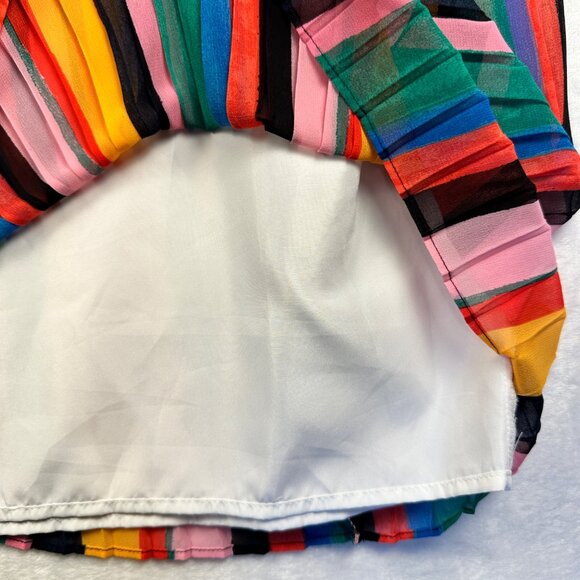 Who What Wear Womens Rainbow Pleated Midi Skirt Sz XS Artzy Flowy - Picture 8 of 9